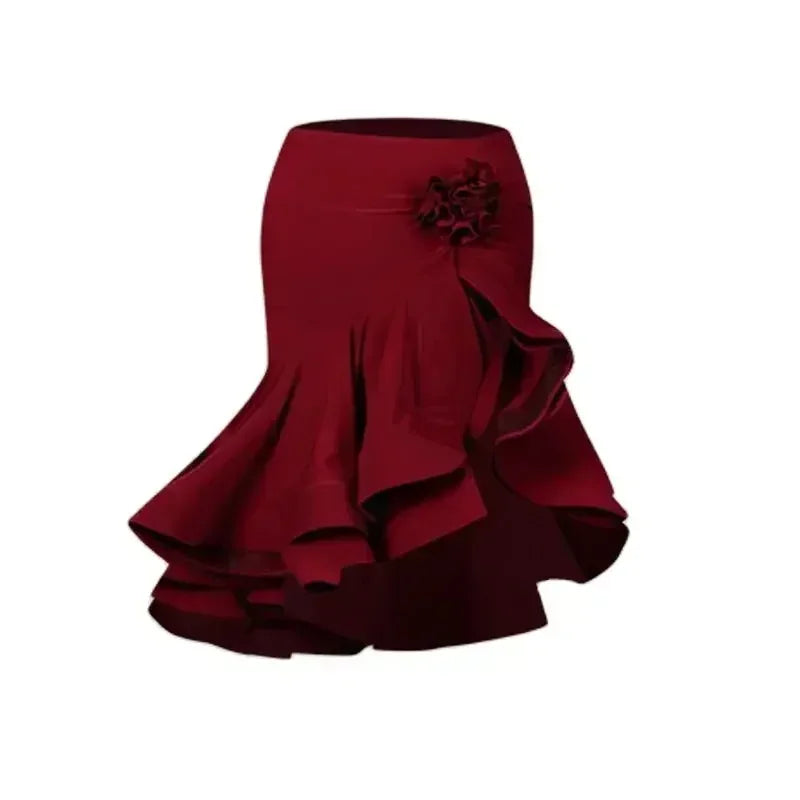 Sexy Off Shoulder Latin Top Ruffled Skirts Latin Dance Costume Stage Performance Clothes Samba Tango Dance Wear Set for Women