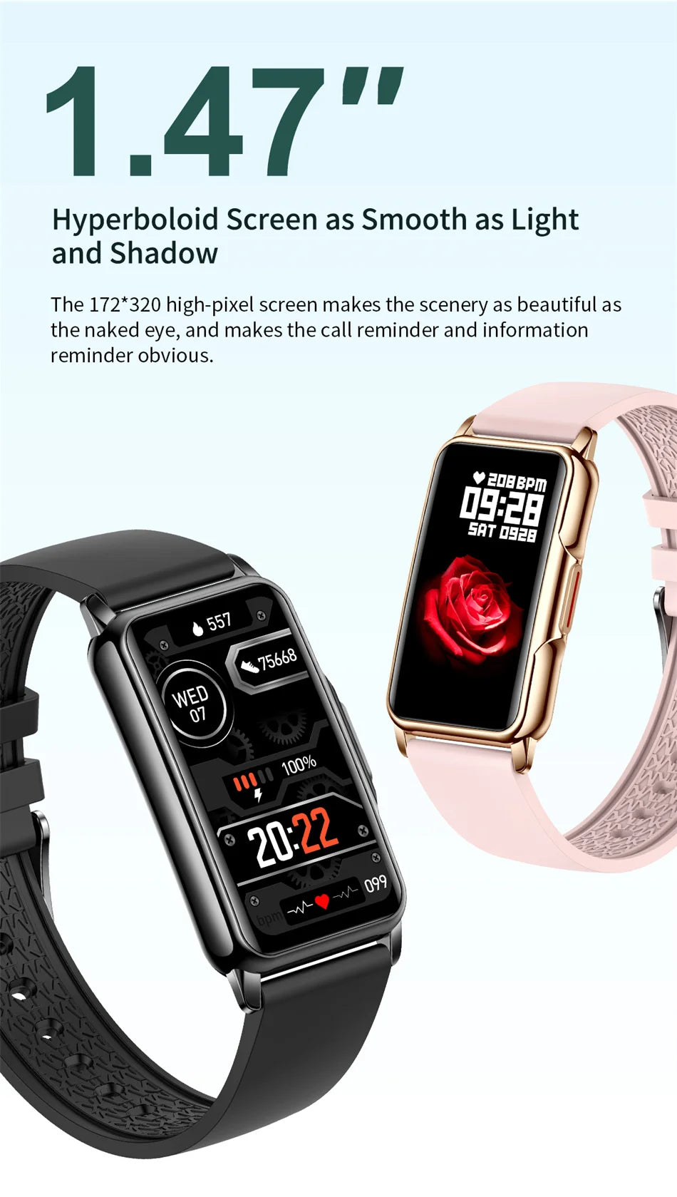 Nuevo reloj inteligente deportivo para hombre y mujer, pantalla táctil completa de 1,47 pulgadas, rastreador de actividad física GPS, Smartwatch con clasificación IP67 resistente al agua para teléfonos Android e iOS