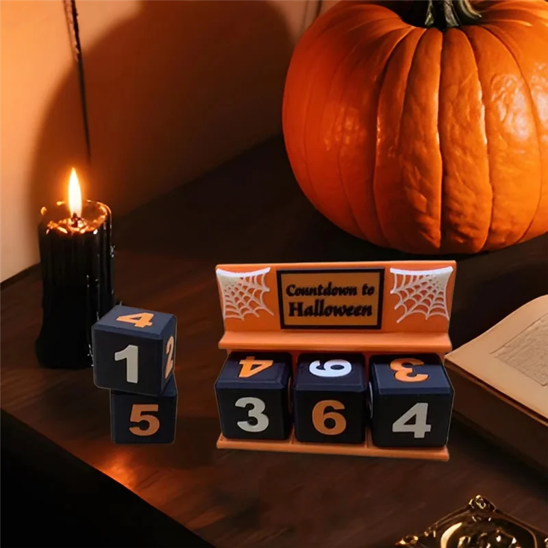 ABJI-For Indoor Home Party Halloween Countdown Decoration Holiday Tabletop Ornament Decorative Countdown Block