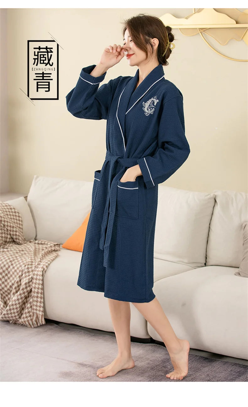 Top Quality Autumn Winter Bathrobes Couple Towel Terry Cotton Robe Men's Elegant Five-star Hotel Home Wear Bath RobeAbsorb Water