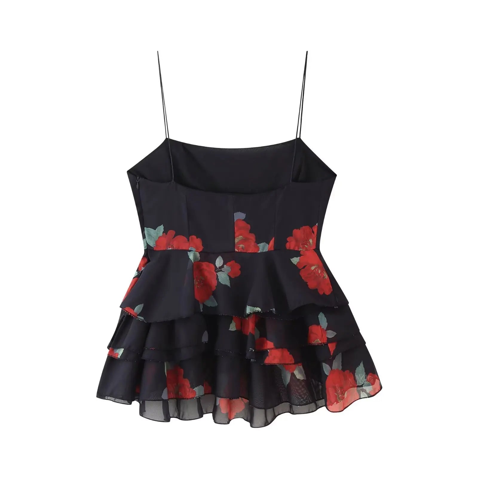 Women's Summer Skirt Sexy Two Piece Set Fashion Flower Print Holiday Party Suspender Top High Waist Slim Midi Skirt