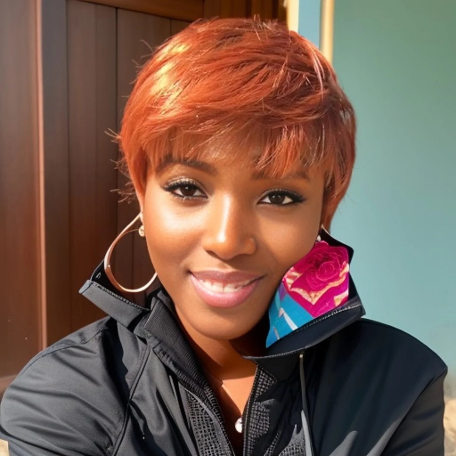 Short Human Hair Pixie Cut Straight Full Machine Made Wigs with Bangs for Daily Wear