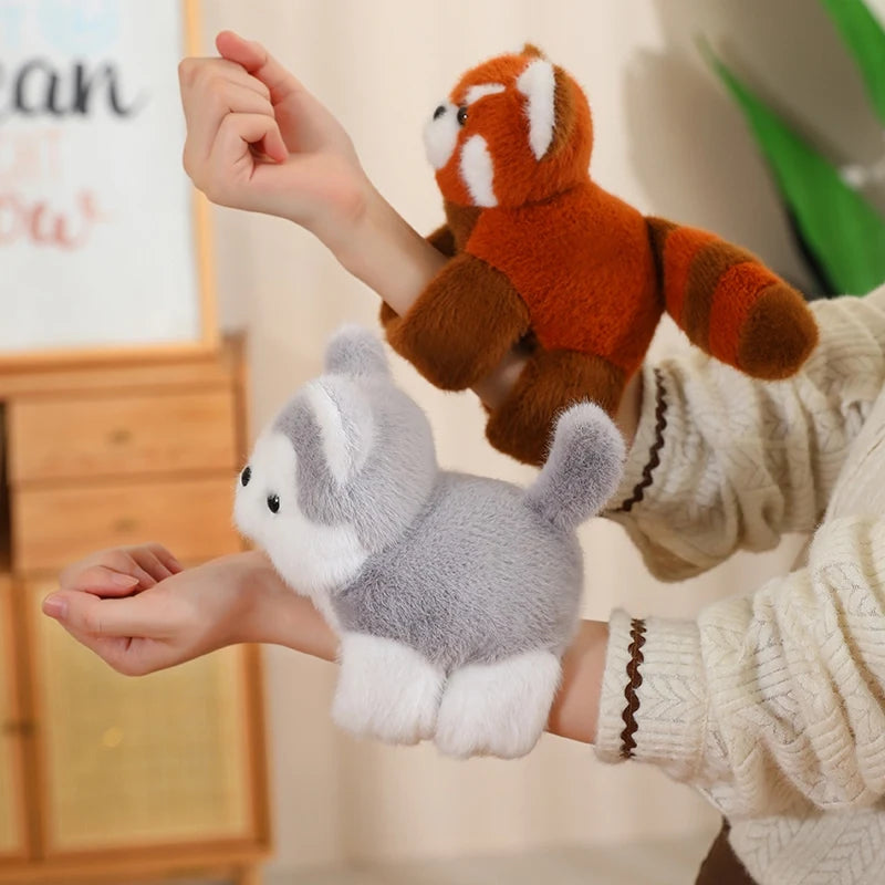 Creative Stuffed Animals Raccoon Fox Husky Cat Monkey Papa Circle Toy Wrapped Around Arm Doll Toys For Kids Birthday Gift