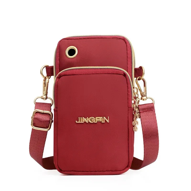 Bolso para teléfono móvil para mujer, bandolera, minibolsos de moda, monedero para mamá, para colgar en el cuello, funda para correr, bolso de hombro, cartera de 3 capas