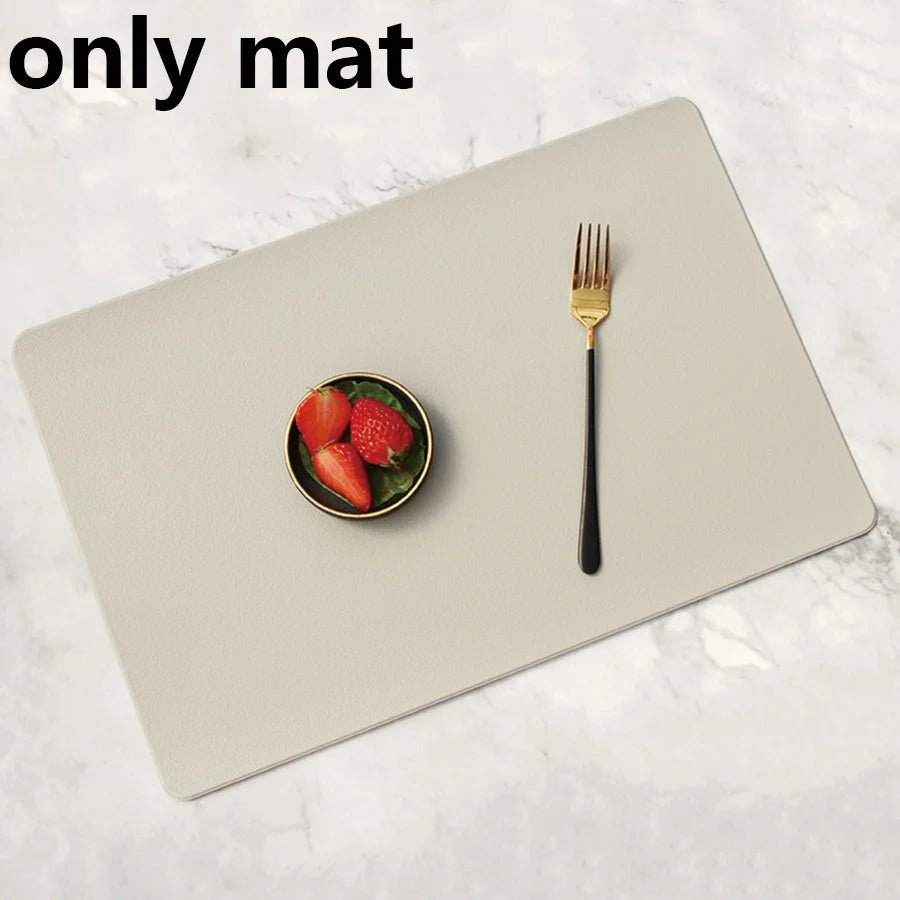 Manteles individuales de piel sintética de 45x30cm, negro/blanco, antideslizantes, resistentes al calor para uso doméstico, en el comedor o en hoteles. Posavasos duraderos JXB
