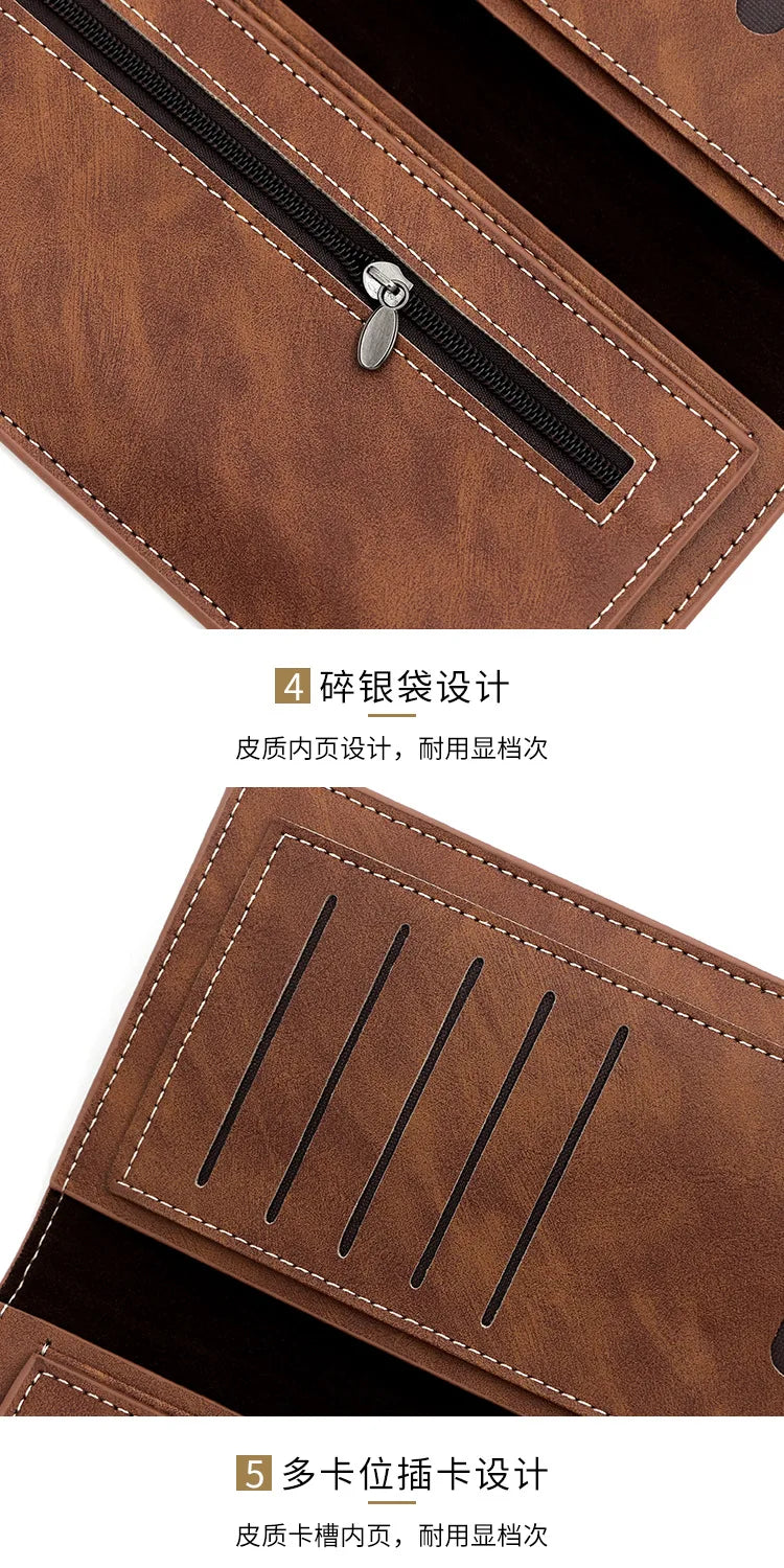 Fashion Business Retro Simple Men's Long Wallet Multi Card Holder Large Capacity Plus Wrap Long Wallet Daily Commuter Wallet