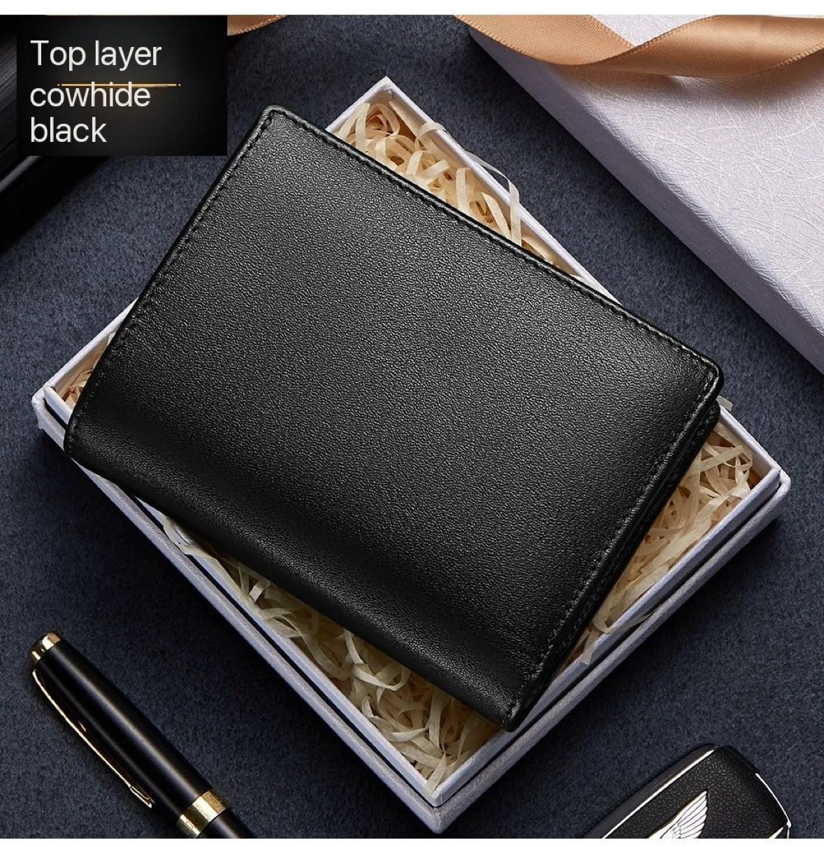 Men's Leather Wallet, Genuine Leather, Adult Luxury Brand Zipper, Large Capacity, Multiple Card Slots, Top Layer Cowhide Wallet
