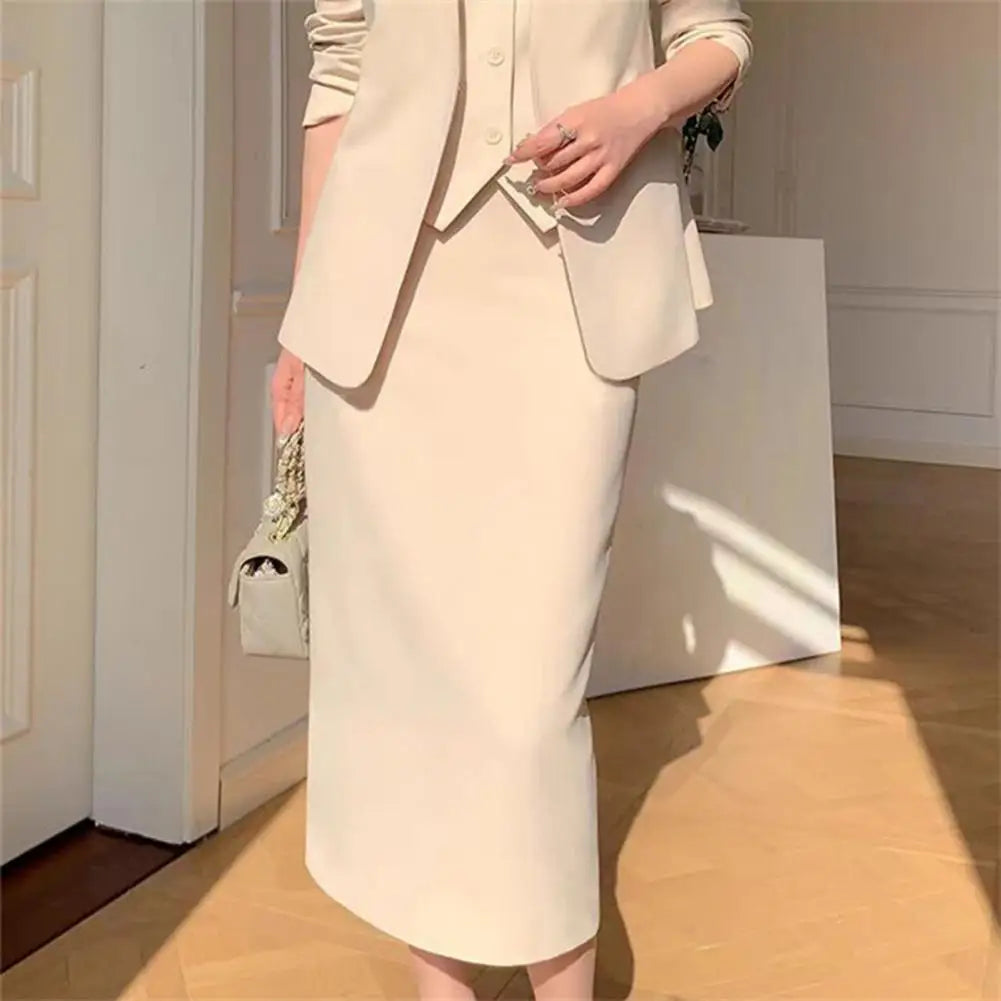 Conjunto de falda y chaqueta de traje para mujer, elegante, de oficina, de negocios, con falda midi, conjunto de falda de cintura alta para mujer que se desplaza al trabajo