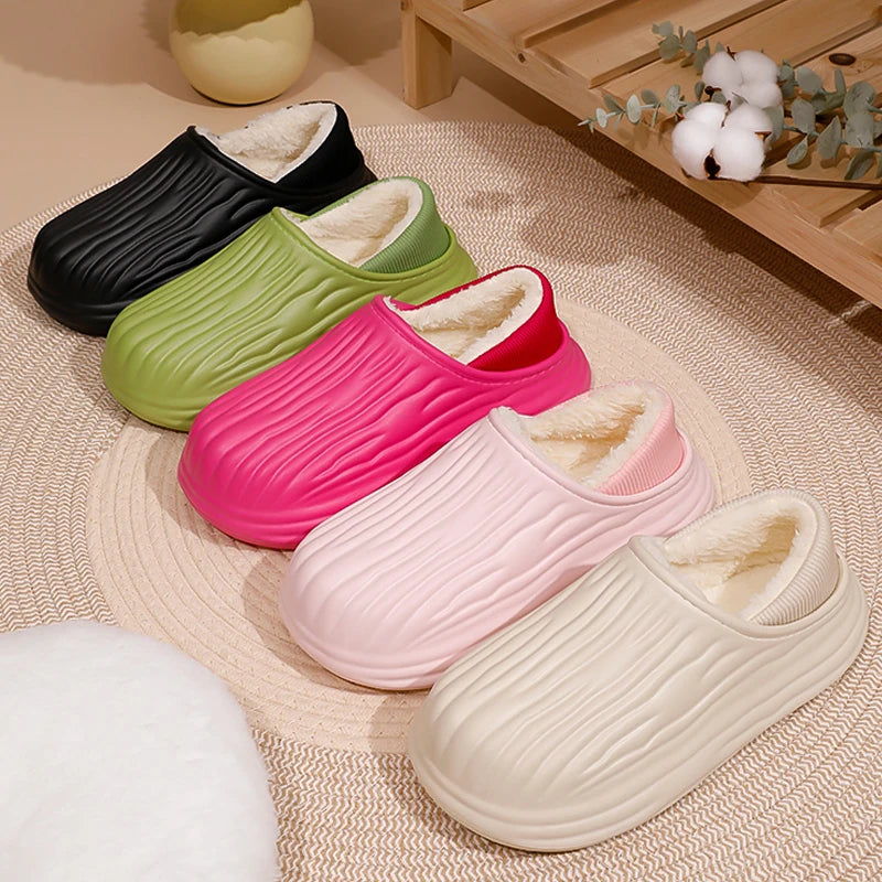 Chaussons d'hiver en coton pour femmes, chauds, antidérapants, semelles épaisses, souples et imperméables, chaussures de maison en peluche pour hommes et couples, pantoufles d'extérieur