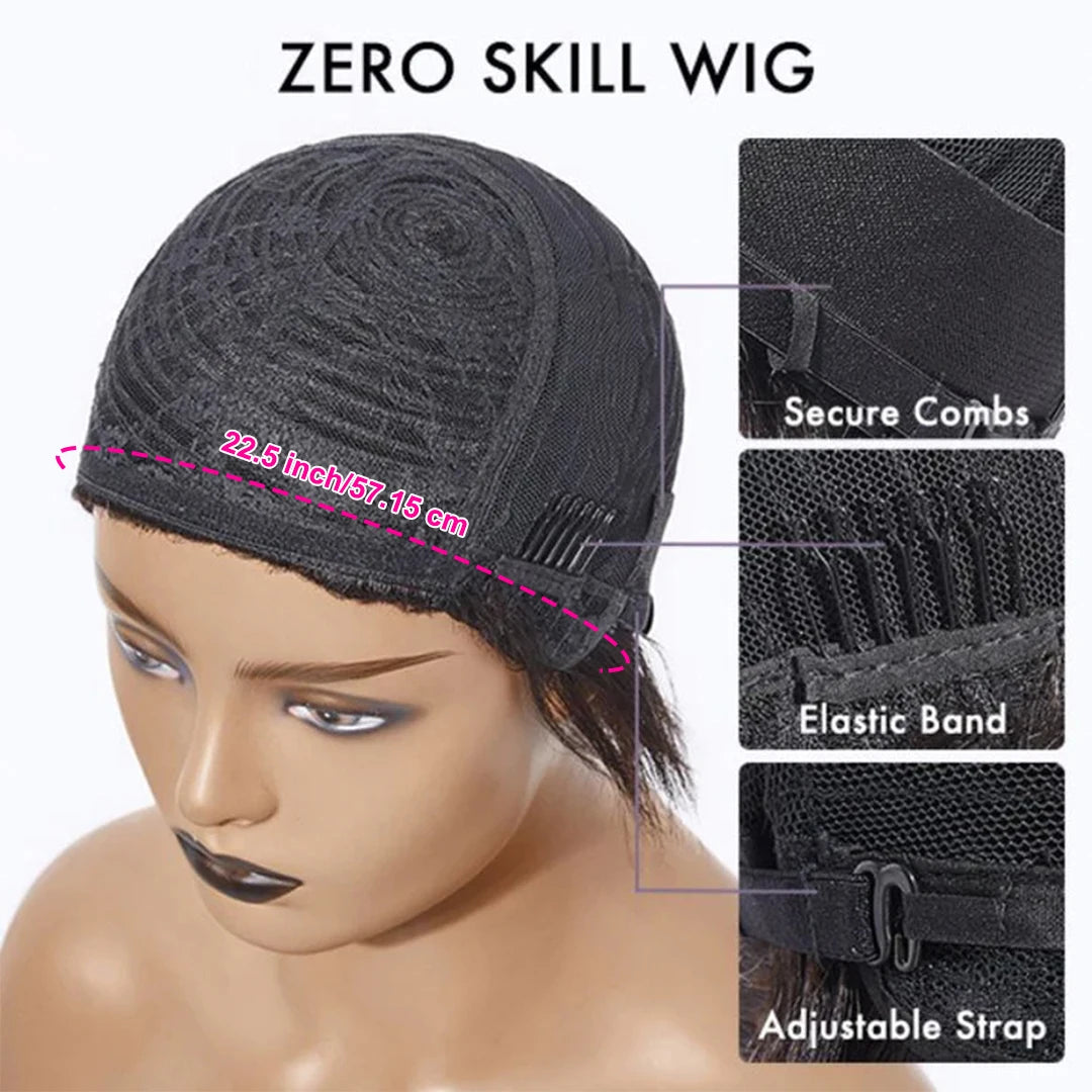 613 Blonde Wig Pixie Cut Human Hair Wig Short Bob Full Machine Made Wigs with Bangs Virgin Brazilian Wig for Women 180% Density