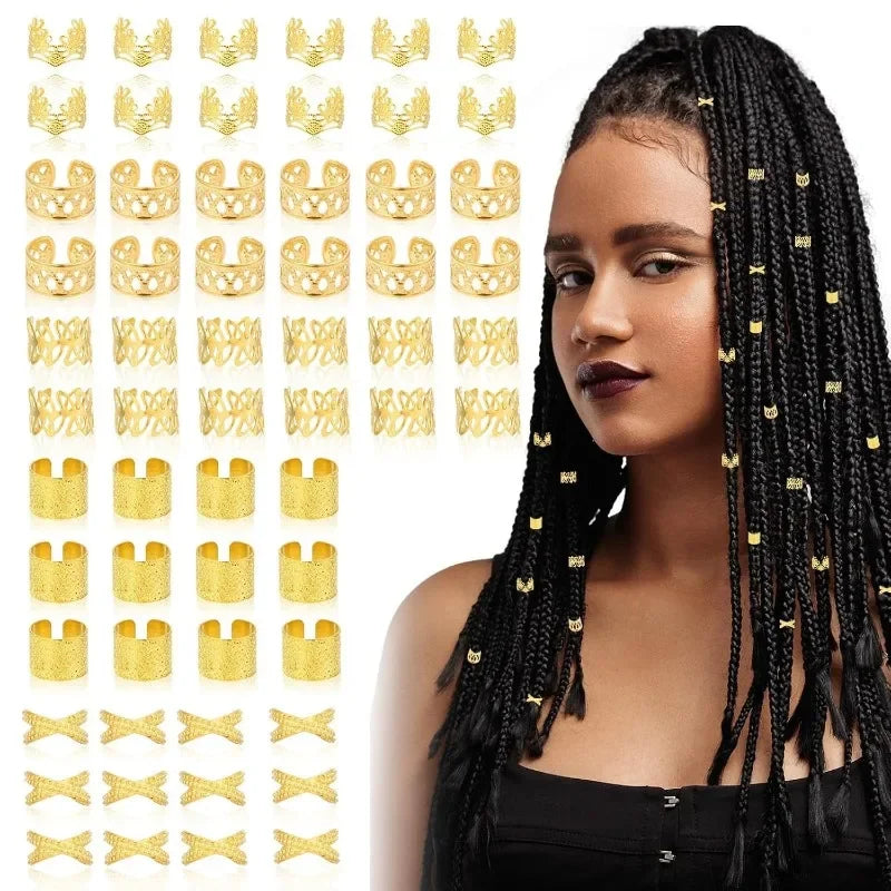 Gold Dreadlock Cuffs (60 PCS)