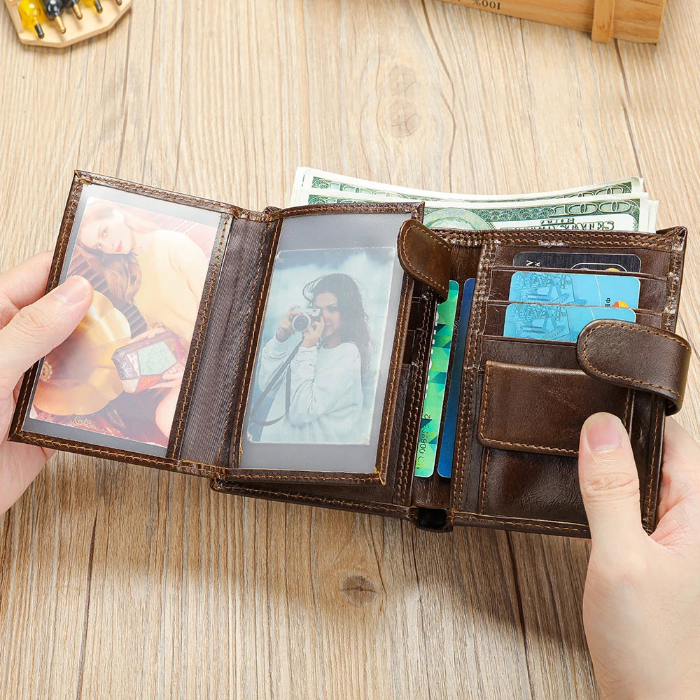 WESTAL Leather Men's Wallet Wallet Trend Multi-Functional First Layer Cowhide Premium Passport Wallet