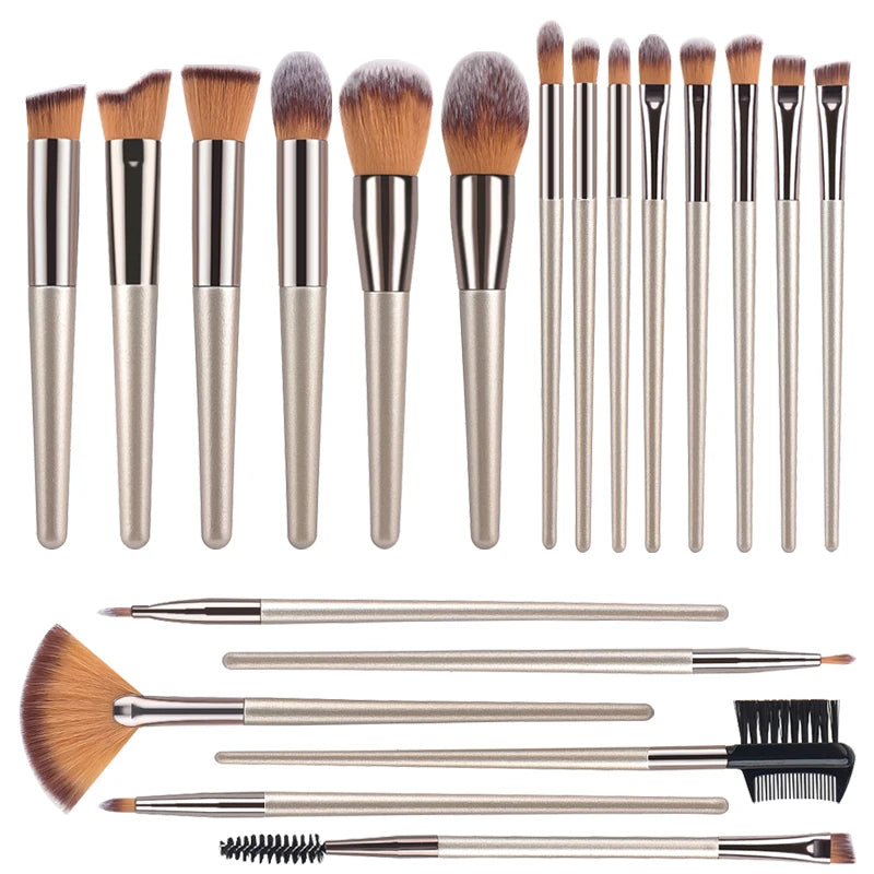 Juego de brochas de maquillaje Champagne caliente para mujer, base cosmética, polvos, colorete, sombra de ojos, Kabuki, para difuminar, herramientas de belleza