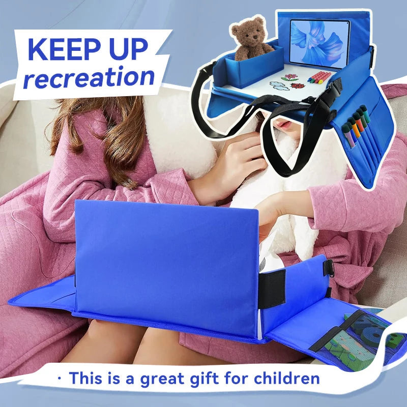 Kids Travel Seat Tray for Car Children's Toy Storage Table Drawing Board Safety Tray Dining Beverage Rack Road Trip Activities