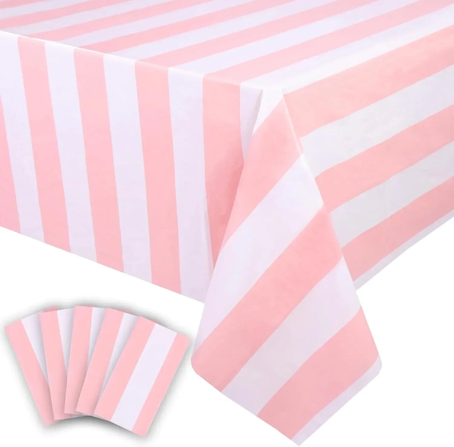 1 PC Blue&White Striped Tablecloth, Waterproof Plastic Table Cover, Rectangular Table Cloths for Shower Nautical Theme Party