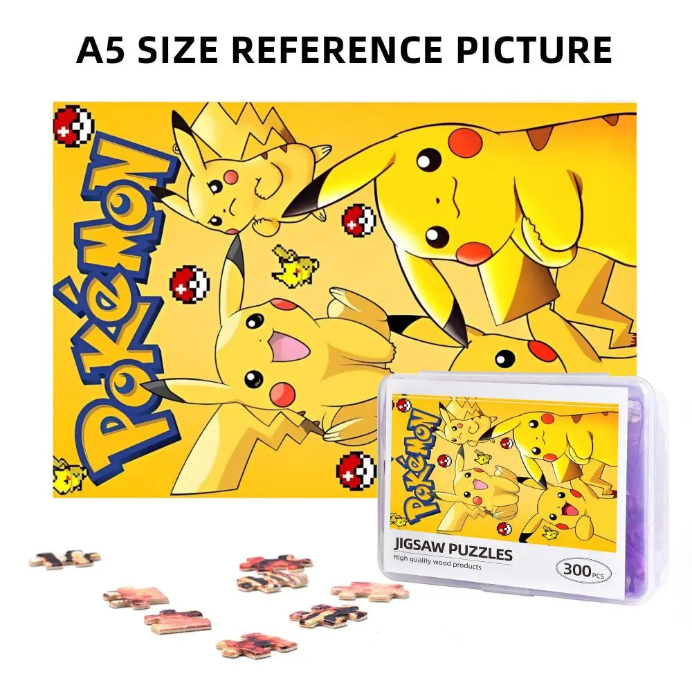 Pokemon Characters Pikachu Cartoon Wooden Puzzles for Children Jigsaw Puzzles 300 Pieces Educational Toys Gift for Kids