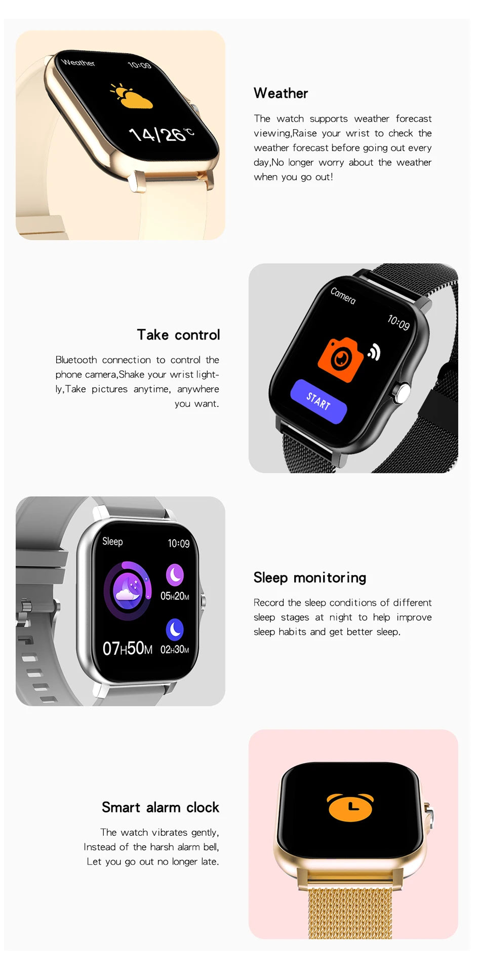 Smart Fitness Tracker Watch for Android/iOS - IP68, Heart Rate/Blood Oxygen/Sleep Monitoring, 8 Sports Modes, Breath Training