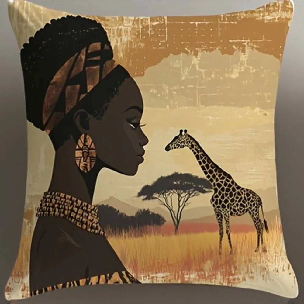 African - style Figure PillowcasesBedroom Living Room Sofa Home Decor Polyester Cushion Cover with Zipper