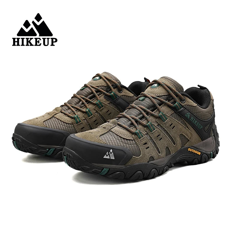 HIKEUP Zapatillas de senderismo para hombre de cuero de ante, calzado de exterior resistente al desgaste, zapatillas tácticas de trekking, senderismo y caza para hombre
