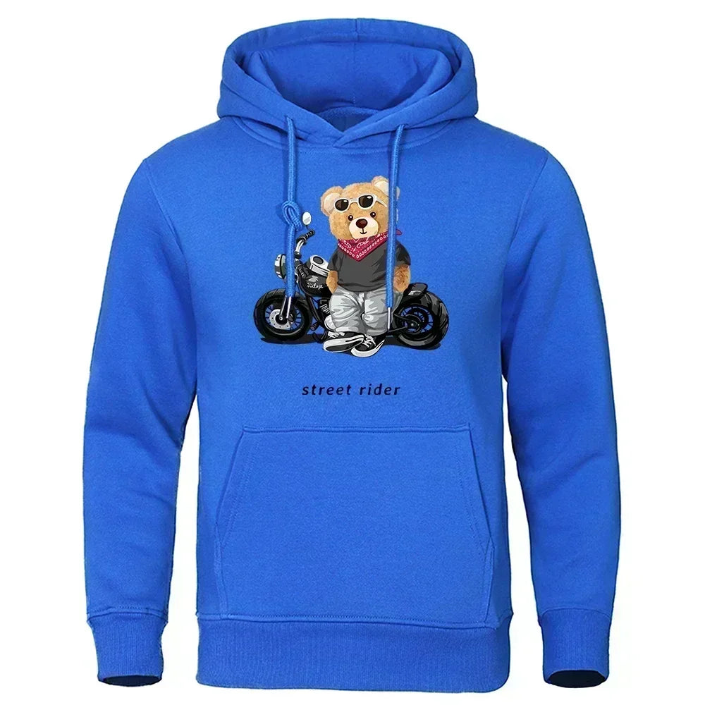Men's Teddy Bear Hooded Sweatshirt, Super Big Hat Sweatshirt, Casual, Loose, Personalized, Fun, Suitable for Motorcycle Riders