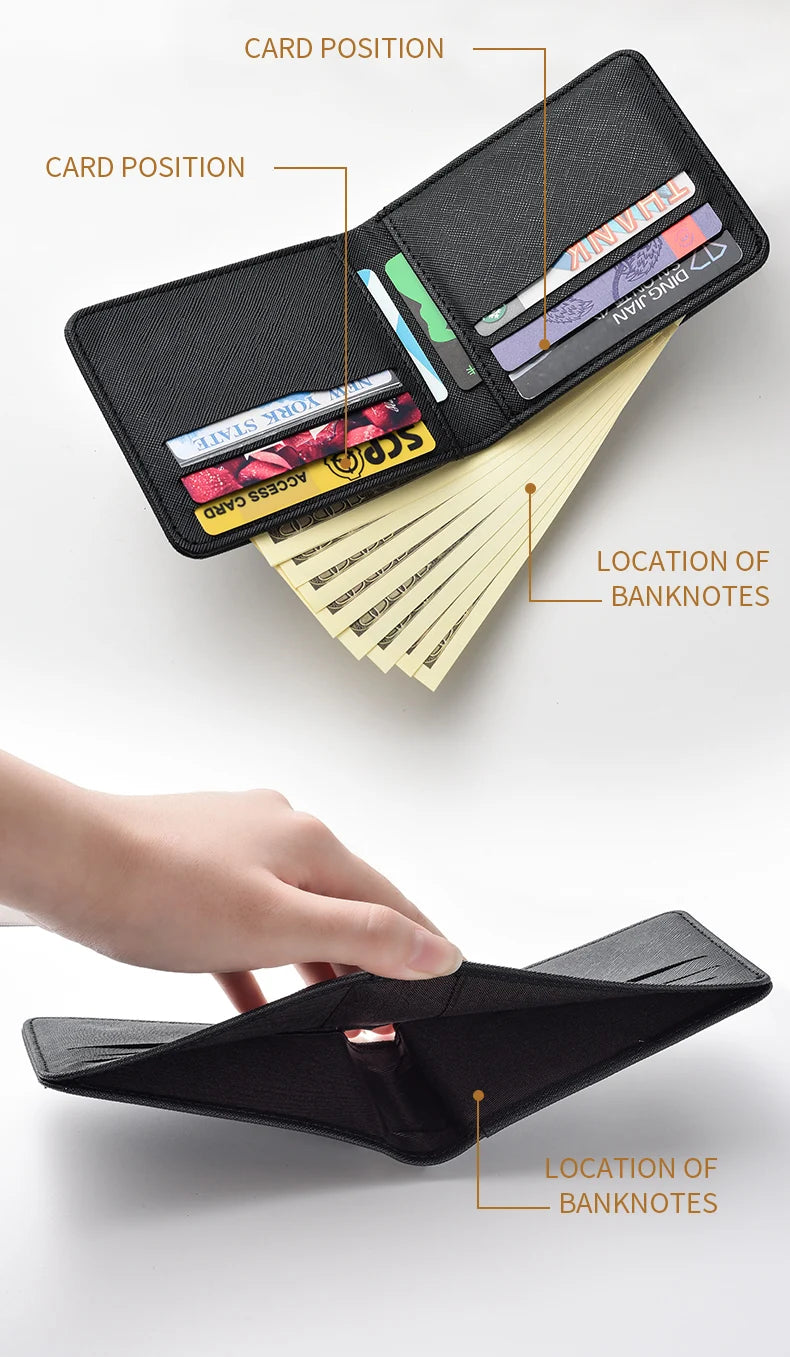 Cartera corta simple de color liso, tarjetero de negocios, cartera de hombre, tarjeta de identificación, tarjeta bancaria, cartera de hombre