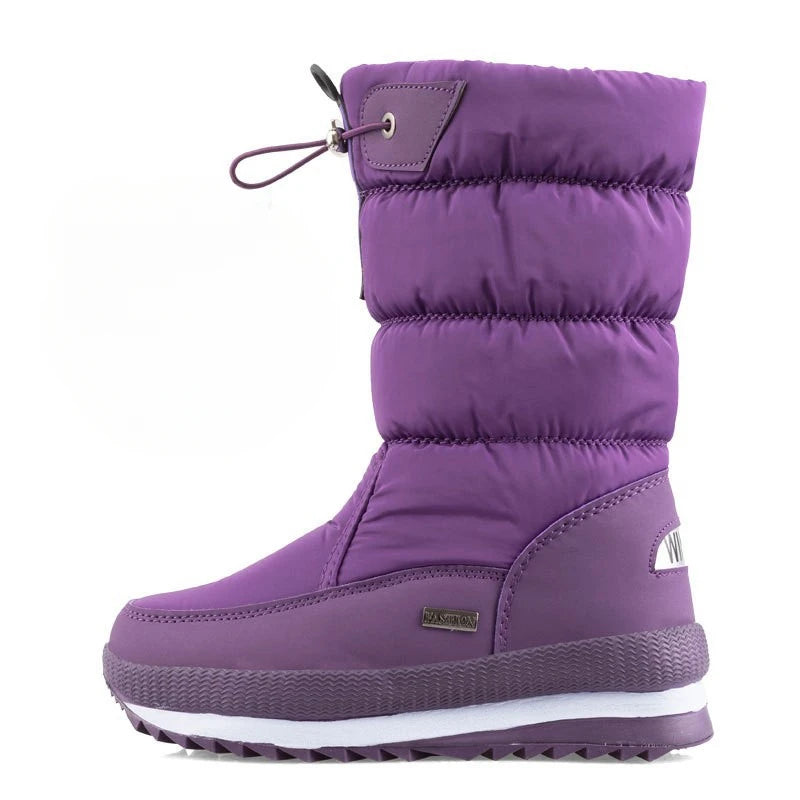 Bottes de neige épaisses pour femmes, bottes mi-mollet chaudes en peluche, antidérapantes, imperméables, bottes de neige décontractées pour femmes, chaussures blanches