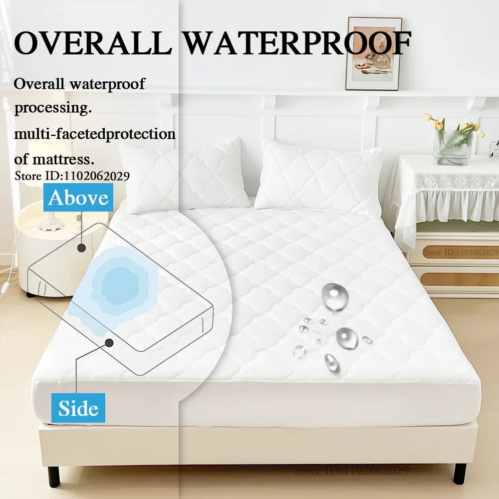 Bedspreads Cover Fitted Bed Sheets Waterproof Mattress Coverlets Elastic Band Protector Pads for Single/Double/King/Queen Bed