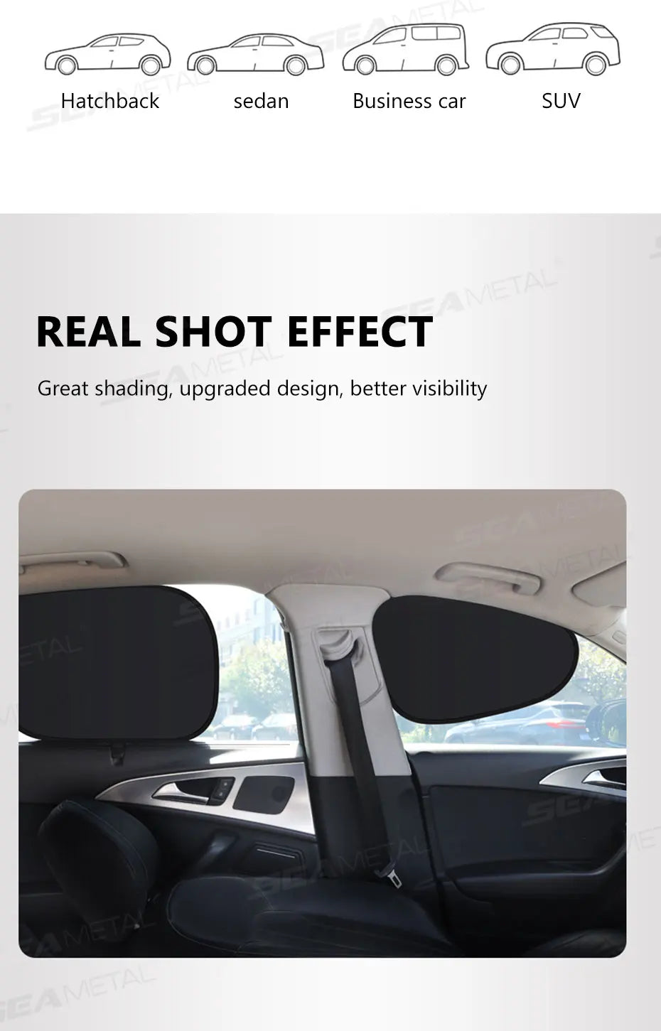 SEAMETAL Side Window Sun Shade for Car Electrostatic Curtains Anti-Glare Car Sun Protection Cover for Baby 99.9% UVR Blocking