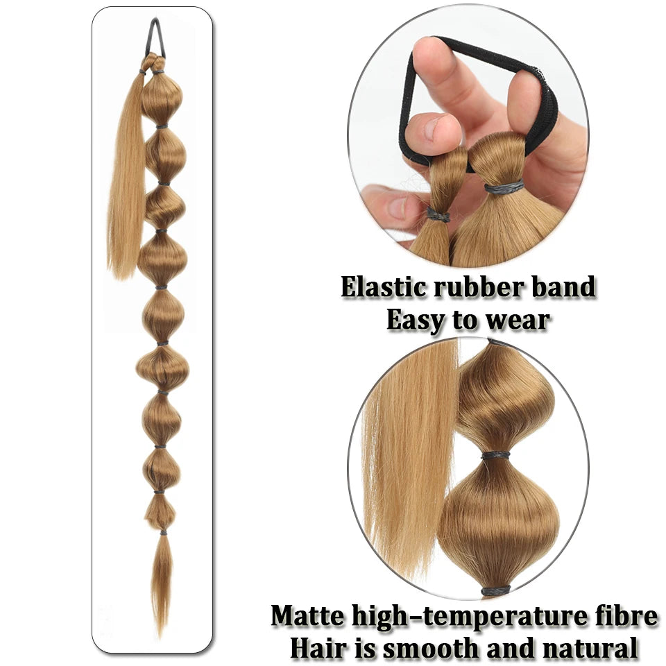 Extensions de cheveux synthétiques queue de cheval africaine moelleuse - Longue tresse étendue avec queue de cheval bulle pour un look volumineux Accessoires capillaires