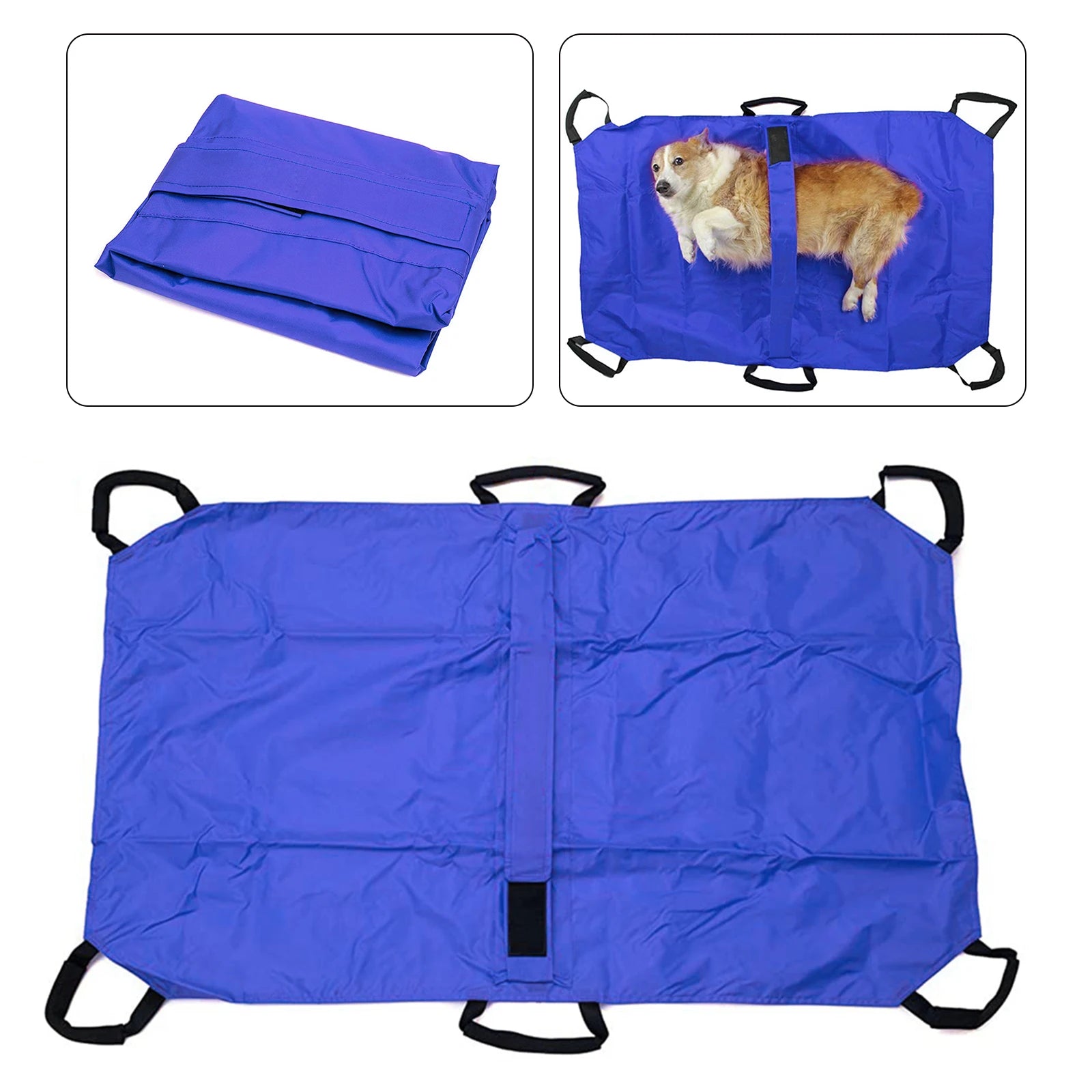 Pet Transport Stretcher,Foldable  Foldable Emergency Animal Carrier Anti-bite Nylon Stra w/6 Handles, 132 lb Capacity, Animal St