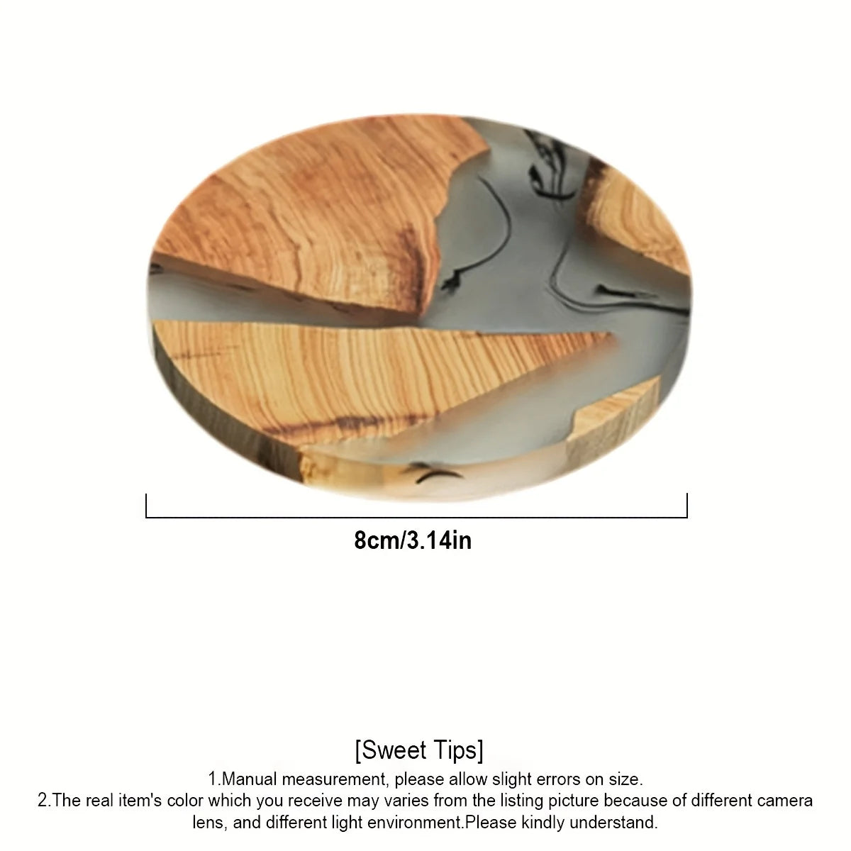 Wooden Round Coaster Set of 6 with Holder, Modern Epoxy Resin Coasters, Cedar Wood Coasters, Epoxy Drink Coasters for Tabletop
