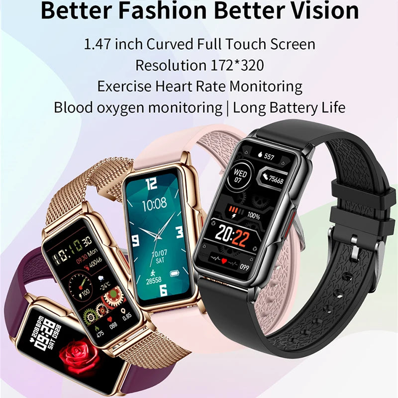 Nuevo reloj inteligente deportivo para hombre y mujer, pantalla táctil completa de 1,47 pulgadas, rastreador de actividad física GPS, Smartwatch con clasificación IP67 resistente al agua para teléfonos Android e iOS