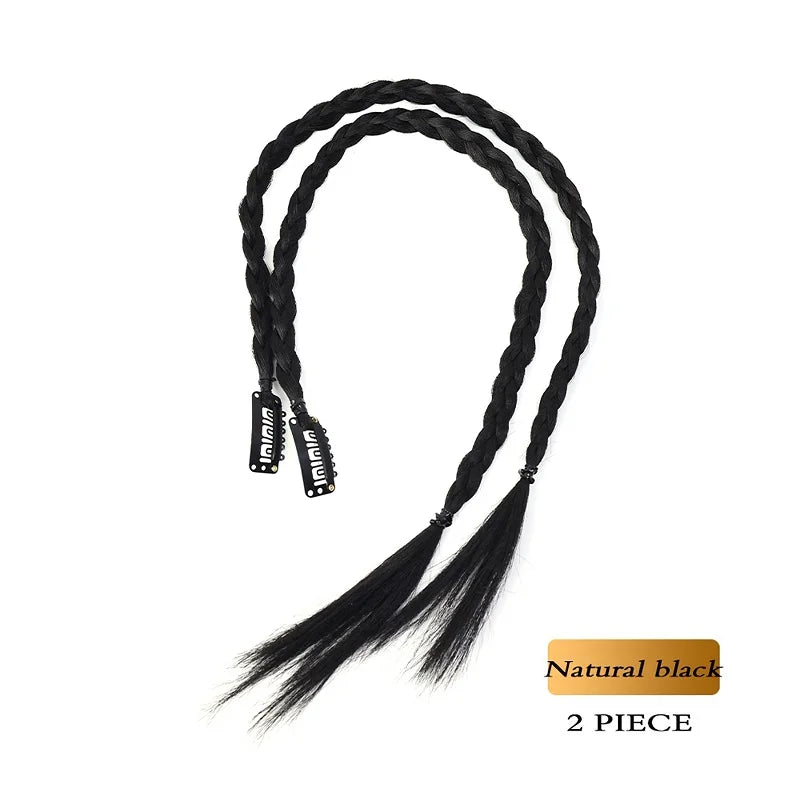 WIGSIN Synthetic 2pcs Braid Wig With Strong BB Clip Lightweight Box Braid Ponytail Hair Piece for Women