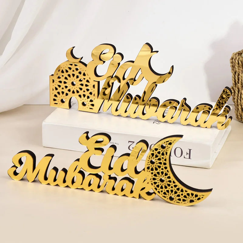 Ramadan Mubarak Acrylic Ornament Eid Mubarak Ramadan Kareem Decoration for Home Islamic Muslim Party Decor Eid Al Adha Gift