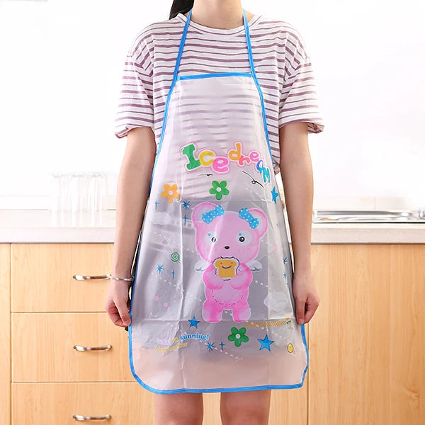 Women Cartoon Fruits Waterproof PVC Apron Kitchen Restaurant Cooking Bib Aprons