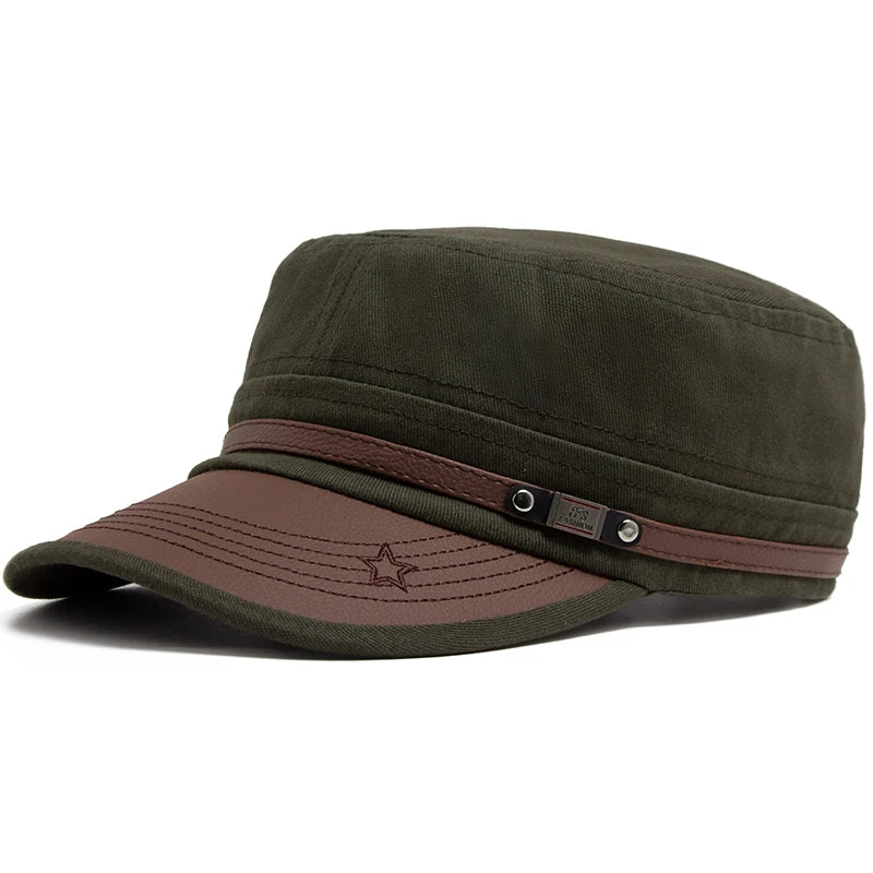 Flat Hat Women Fashion PU Leather Brim Men Baseball Cap Soft Cotton Cloth Casual Visor Trucker Hat Autumn Summer Adjustable