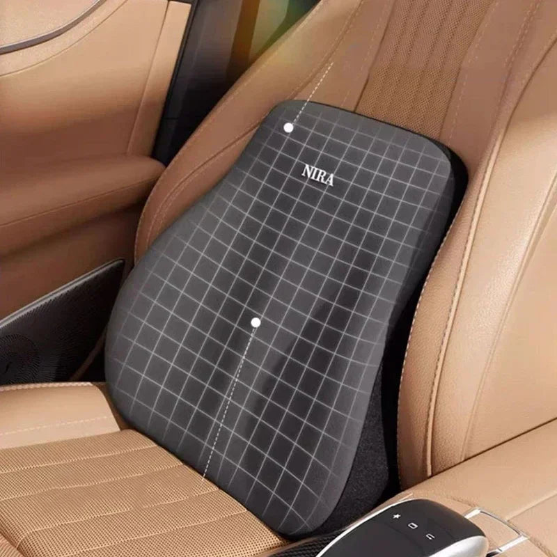 Nueva almohada de apoyo lumbar para coche de espuma viscoelástica, almohada de cuello para automóvil, soporte de cintura, respaldo extraíble lavable, cojín universal para vehículo