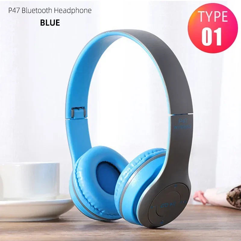P47 Wireless Headphones Bluetooth 5.0 Earphones Foldable HIFI Stereo Bass for Music Gaming Kid Girl Earphone for iPhone XiaoMi