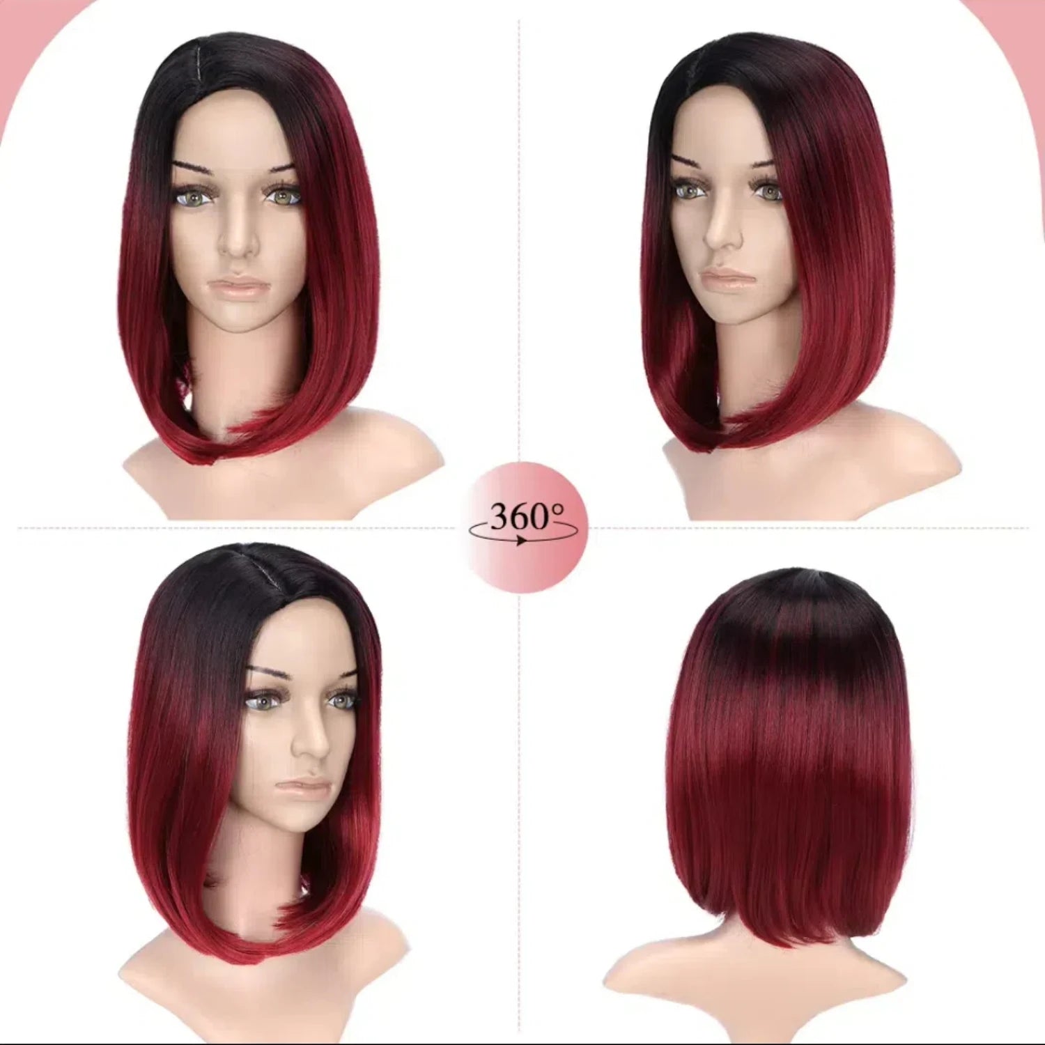 Straight Bob Pixie cut wig short redwine Bob wig with bangs synthetic  blonde Pixie Cut role-playing, ,costumes,wigs for cosplay