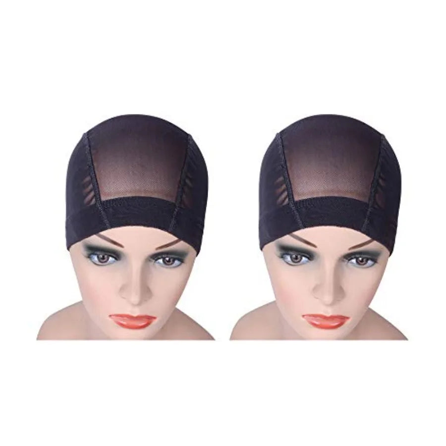 2 PCS/Lot Black Mesh Cap Wig Cap for Making Wigs Stretchable Hairnets with Wide Elastic Band Mesh Cap S