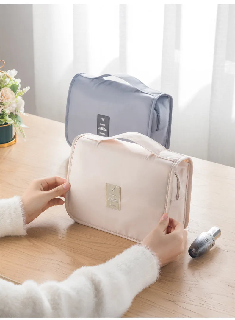 Bolsa de Maquillaje de Viaje, Neceser Organizador de Cosméticos, Impermeable, para Baño, con Gancho, Bolsa de Aseo de Alta Calidad para Mujer