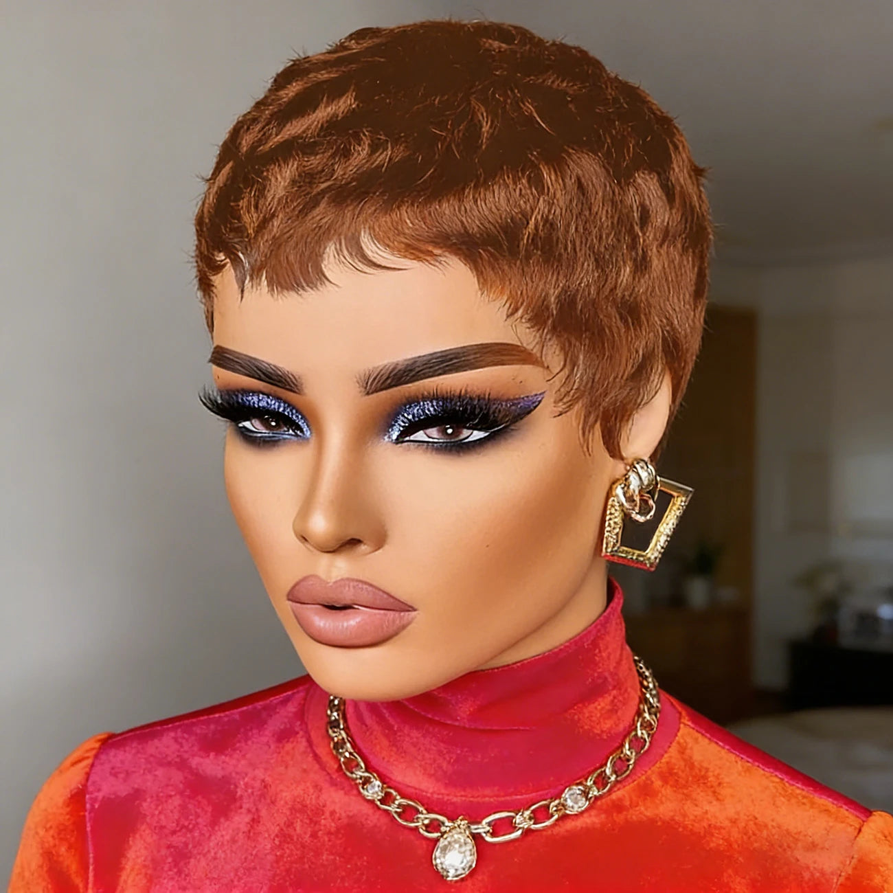 Short Black Curly Pixie Wigs for Women Machine Made Natural Wavy Black Pixie Cut Affordable Price Wigs For Daily Wear Wigs