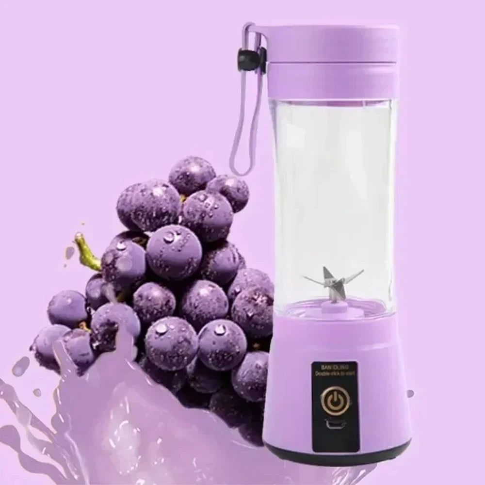 Portable USB Charging Electric Juice Extractor Cup Automatic Mini Juicer with 6 Leaf Blade Rechargeable Fruit Blender Cup for Ho