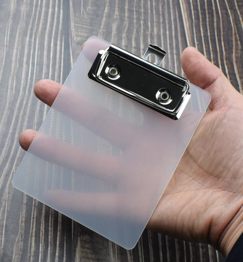 1pc Mini Transparent Clipboard Small File Folder Organizer Writing Pad Paper Holder Clip Board Stationery Office School Supplies