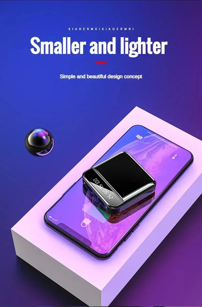 20000mah Large Capacity Mobile Power Bank Battery Display LED Lighting Mini Portable Outdoor Phone Universal Fast Charging