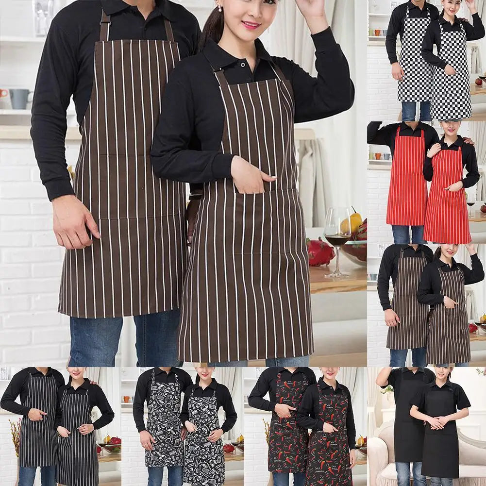 Delantal de cocina delantal de cocinero con cuello halter con 2 bolsillos delantales sin mangas para catering para hombres y mujeres delantal de camarero para barbacoa con estampado