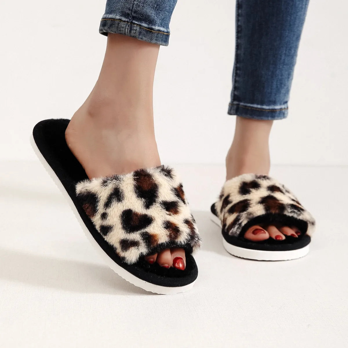 Leopard Fur Slippers