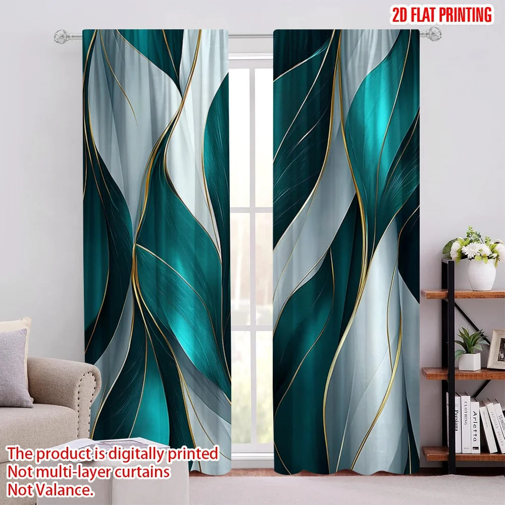 2PCS Party Blackout Curtains – Modern 2D Print, Perfect for Classrooms & Offices