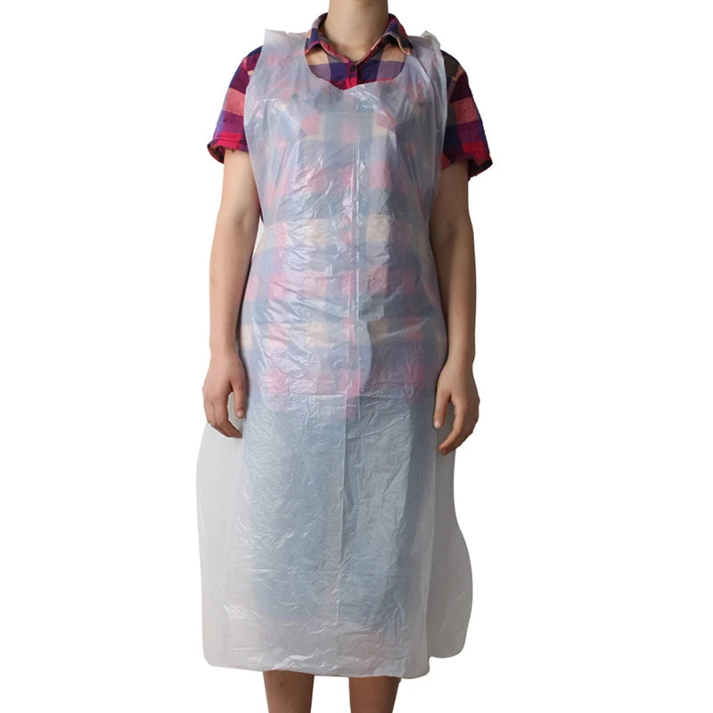 10PCS Disposable Kitchen Aprons Plastic Waterproof Apron Individually Packing Gowns For Men Women Kitchen Protection Accessories
