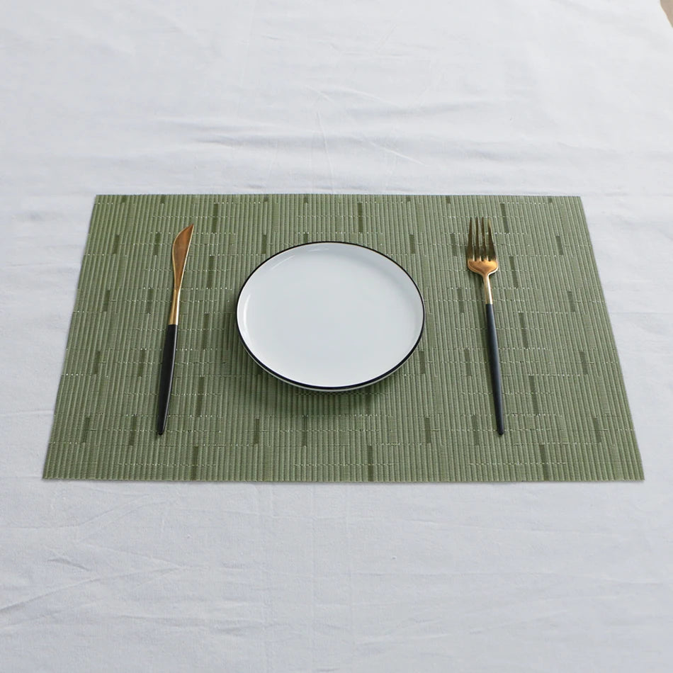 Placemats for Dining Table PVC Bamboo Pattern Table Mats Multiple Colors Non-Slip Heat Resistant Washable Easy to Clean